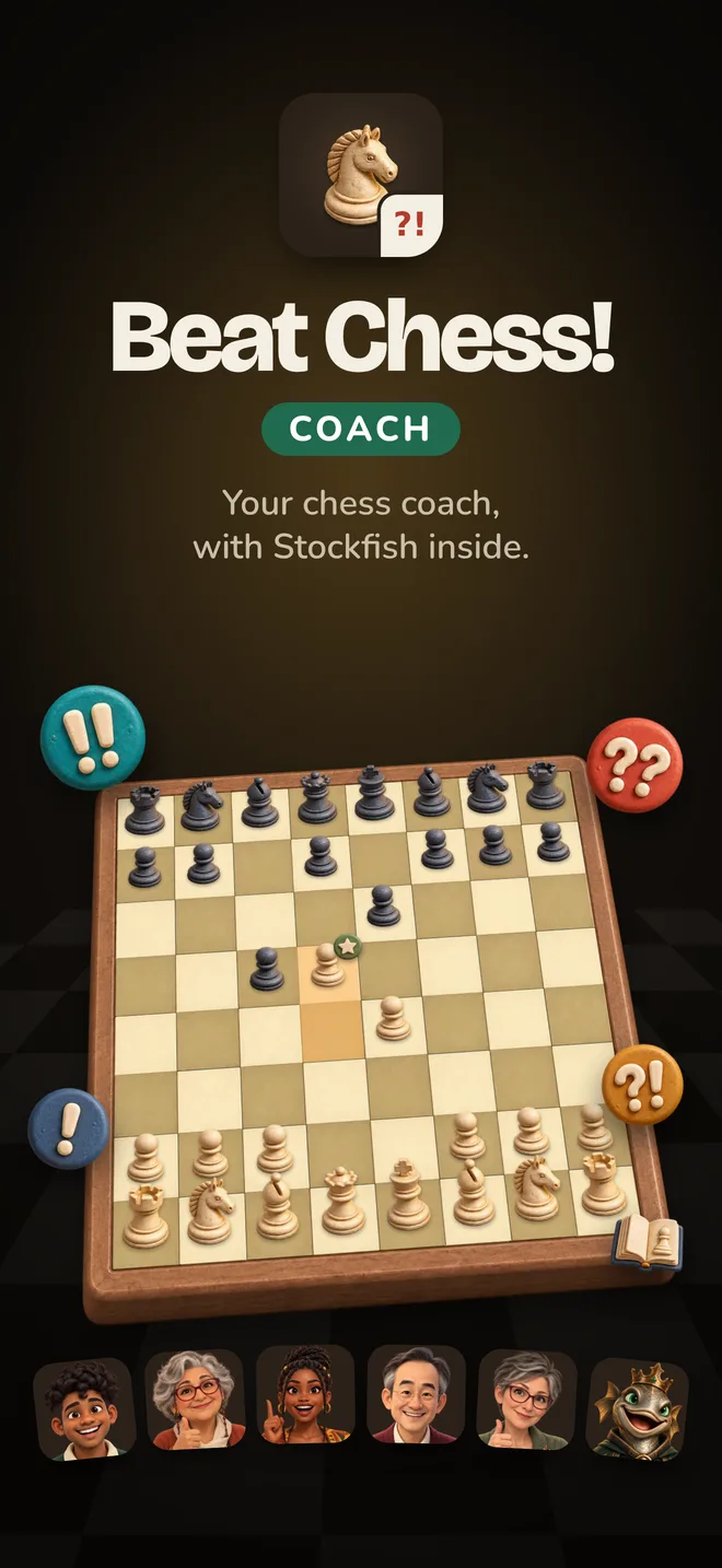 Beat Chess! Coach: your chess coach, with Stockfish inside